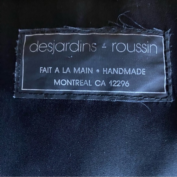 Desjardins Roussin Handmade In Montreal Black Vest Size L Wolf Howling Moon Art - Picture 5 of 9